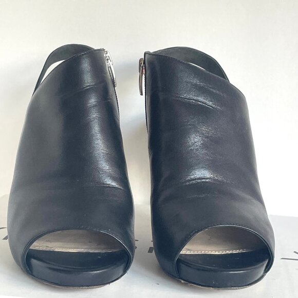 Via Spiga Nariah Open Toe Platform Heel Womens 8 Black Leather Pump - Picture 10 of 13